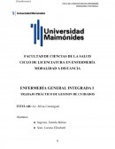 ENFERMERÍA GENERAL INTEGRADA I TRABAJO PRÁCTICO DE GESTION DE CUIDADOS