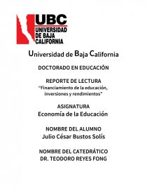“Financiamiento de la educación, inversiones y rendimientos”. Página 1