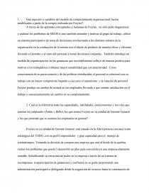 Qué aspectos o variables del modelo de comportamiento organizacional fueron modificadas a partir de la compra realizada por Freytes?.. Página 1