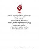 Ensayo: “Proceso administrativo para aplicar estrategia de planeación y programación del mantenimiento industrial”.
