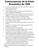 Consecuencias de la Crisis Económica de 1929