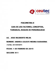 GUIA DE LOS FACTORES/CONCEPTOS BASICOS DE LA PERSONALIDAD. Página 1