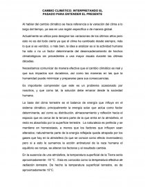 CAMBIO CLIMÁTICO: INTERPRETANDO EL PASADO PARA ENTENDER EL PRESENTE. Página 1