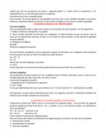 Ecuaciones de primer y segundo grado. Página 1