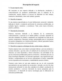 Descripcion (Marketing) de un negocio ejemplo. Página 1