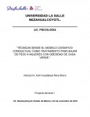 Técnicas desde el modelo cognitivo - conductual como tratamiento para bajar de peso a mujeres con obesidad de casa verde