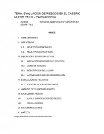 EVALUACION DE RIESGOS EN EL CASERIO NUEVO PARIS – YARINACOCHA. Página 1