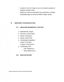 EVALUACION DE RIESGOS EN EL CASERIO NUEVO PARIS – YARINACOCHA. Página 4