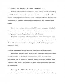 AVANCES EN LA ALIMENTACIÓN DE MONOGÁSTRICOS: AVES. Página 1