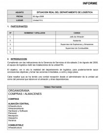 INFORME DE ALMACENES MINA. Página 1