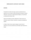 GENERALIDADES DE LA GESTION DEL TALENTO HUMANO