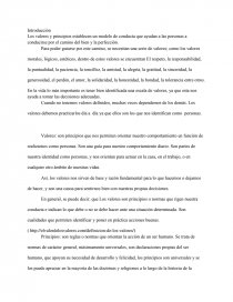 Los valores y principios establecen un modelo de conducta que ayudan a las personas a conducirse por el camino del bien y la perfección... Página 1