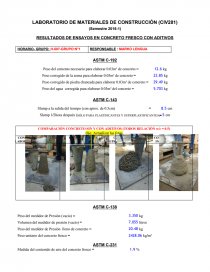 RESULTADOS DE ENSAYOS EN CONCRETO FRESCO CON ADITIVOS. Página 1