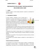 LABORATORIO N° 3 PREPARACIÓN DE SOLUCIONES Y NEUTRALIZACIÓN DE SOLUCIONES ÁCIDO- BASE