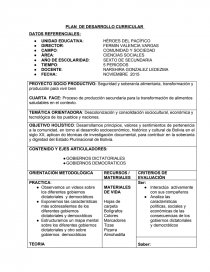 Ejemplo de plan de desarrollo curricular. Página 1