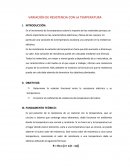 Variación de la temperatura con la resistencia.