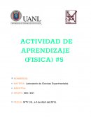 Actividad de aprendizaje (fisica). Laboratorio de Ciencias Experimentales