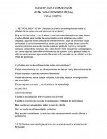RETROALIMENTACION (Realizar un símil o una comparación entre la utilidad de las redes comunicativas en la sociedad).. Página 1