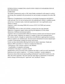 INTERNATIONAL MARKETING ADAPTATION VERSUS STANDARDISATION OF MULTINATIONAL COMPANIES.. Página 1