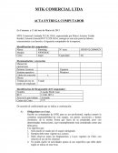 MTK Comercial Limitada 78.236.350-6, representada por Marco Antonio Tealdo Kenkel, Gerente General RUT 8.528.362-6, entrega en este acto para las labores concernientes a su función, el siguiente computador de la empresa;.