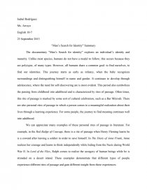 “Man’s Search for Identity” Summary.. Página 1