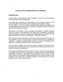 FOCUS ON THE LEARNER'S WRITTEN LANGUAGE