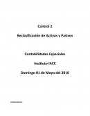 Reclasificación de activos y pasivos