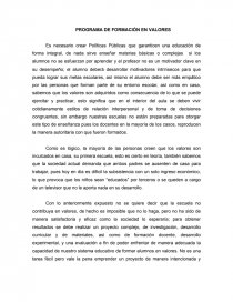 Programa de formación en valores. Página 1