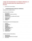 Juego de herramientas con taladro eléctrico un pinza de electricista tres desarmares y 5 brocas