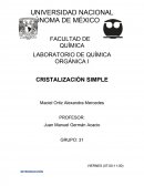 LABORATORIO DE QUÍMICA ORGÁNICA I CRISTALIZACIÓN SIMPLE