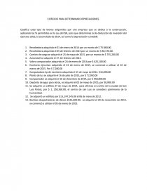 EJERCICIO PARA DETERMINAR DEPRECIACIONES.. Página 1