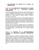 Declaraciones en contra de la ley universitaria