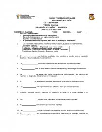 EXAMEN ESPAÑOL 2SECUNDARIA. Página 1