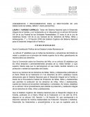 LINEAMIENTOS Y PROCEDIMIENTOS PARA LA RESTITUCIÓN DE LOS DERECHOS DE NIÑOS Y ADOLESCENTES.
