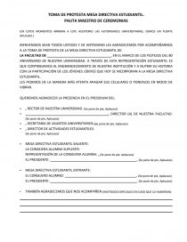 TOMA DE PROTESTA MESA DIRECTIVA ESTUDIANTIL.. Página 1
