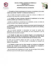 MATEMÁTICAS II. INTERPRETACION DE LOS DESAFIOS. Página 1