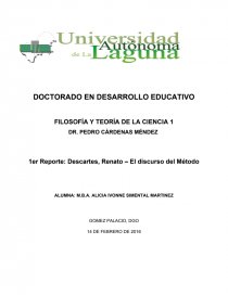 DOCTORADO EN DESARROLLO EDUCATIVO FILOSOFÍA Y TEORÍA DE LA CIENCIA 1. Página 1