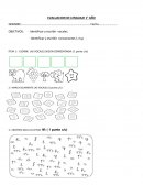 EVALUACIÓN DE LENGUAJE PRIMER AÑO.