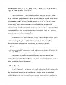 PROGRAMA DE MEJORA DE LAS CONDICIONES LABORALES PARA EL PERSONAL OPERATIVO DE POLICÍA PREVENTIVA .. Página 1