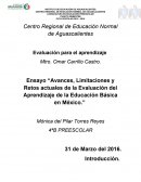 “Avances, Limitaciones y Retos actuales de la Evaluación del Aprendizaje de la Educación Básica en México.”