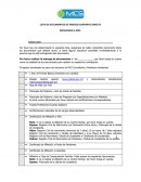 LISTA DE DOCUMENTOS DE INGRESO CONTRATO DIRECTO