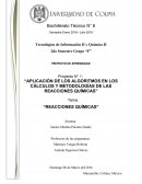 Aplicación de los algoritmos en los cálculos y metodologías de las reacciones químicas