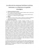 La cultura de las empresas familiares turísticas mexicanas y su influencia en la gestión estratégica