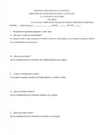EVALUACION: COMPUESTOS ORGANICOS (ÓXIDOS, HIDRÓXIDOS, HIDRUROS). Página 1