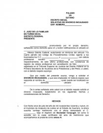 ESCRITO DIVORCIO INCAUSADO DF. Página 1