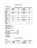 Cédula de Costeo - Platillo principal