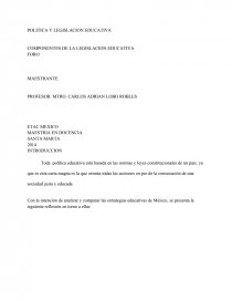 COMPONENTES DE LA LEGISLACION EDUCATIVA. Página 1