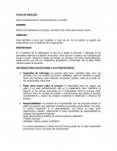 FICHA DE PROCESO Datos necesarios para la caracterización de un proceso.