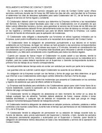REGLAMENTO INTERNO DE CONTACT CENTER. Página 1