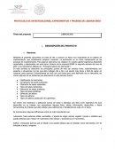 PROTOCOLO DE INVESTIGACIÓNES, EXPERIMENTOS Y PRUEBAS DE LABORATORIO